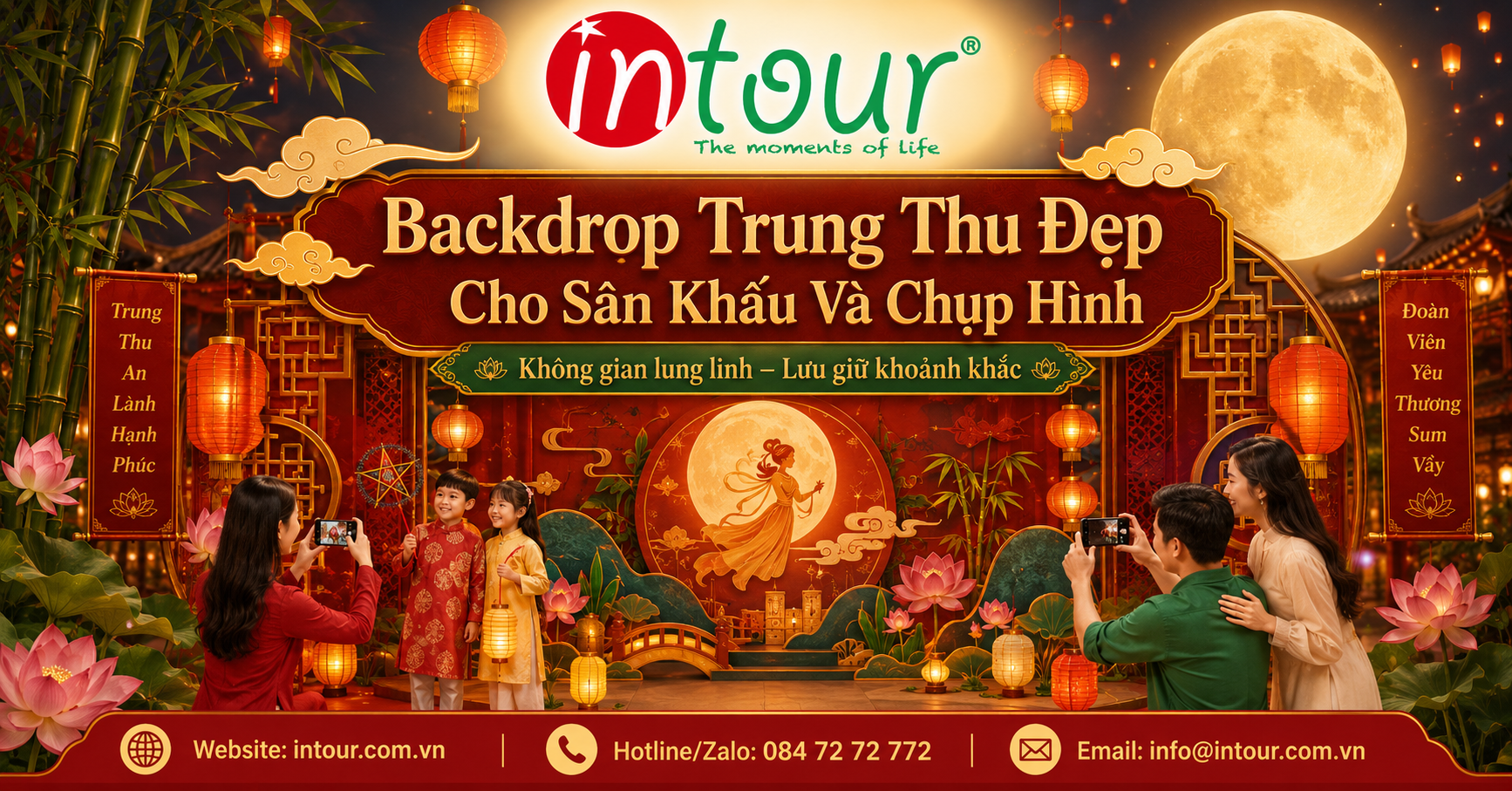 Backdrop Trung Thu Đẹp Cho Sân Khấu, Chụp Hình, Chương Trình Thiếu Nhi