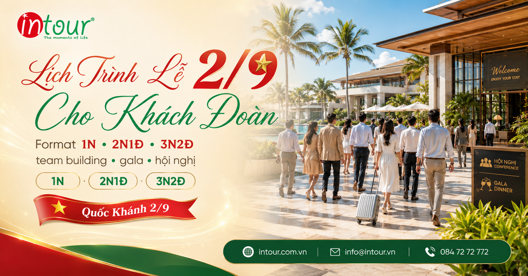 Lịch Trình Lễ 2/9 Cho Khách Đoàn: Gợi Ý Format 1N, 2N1Đ, 3N2Đ Có Team Building, Gala, Hội Nghị