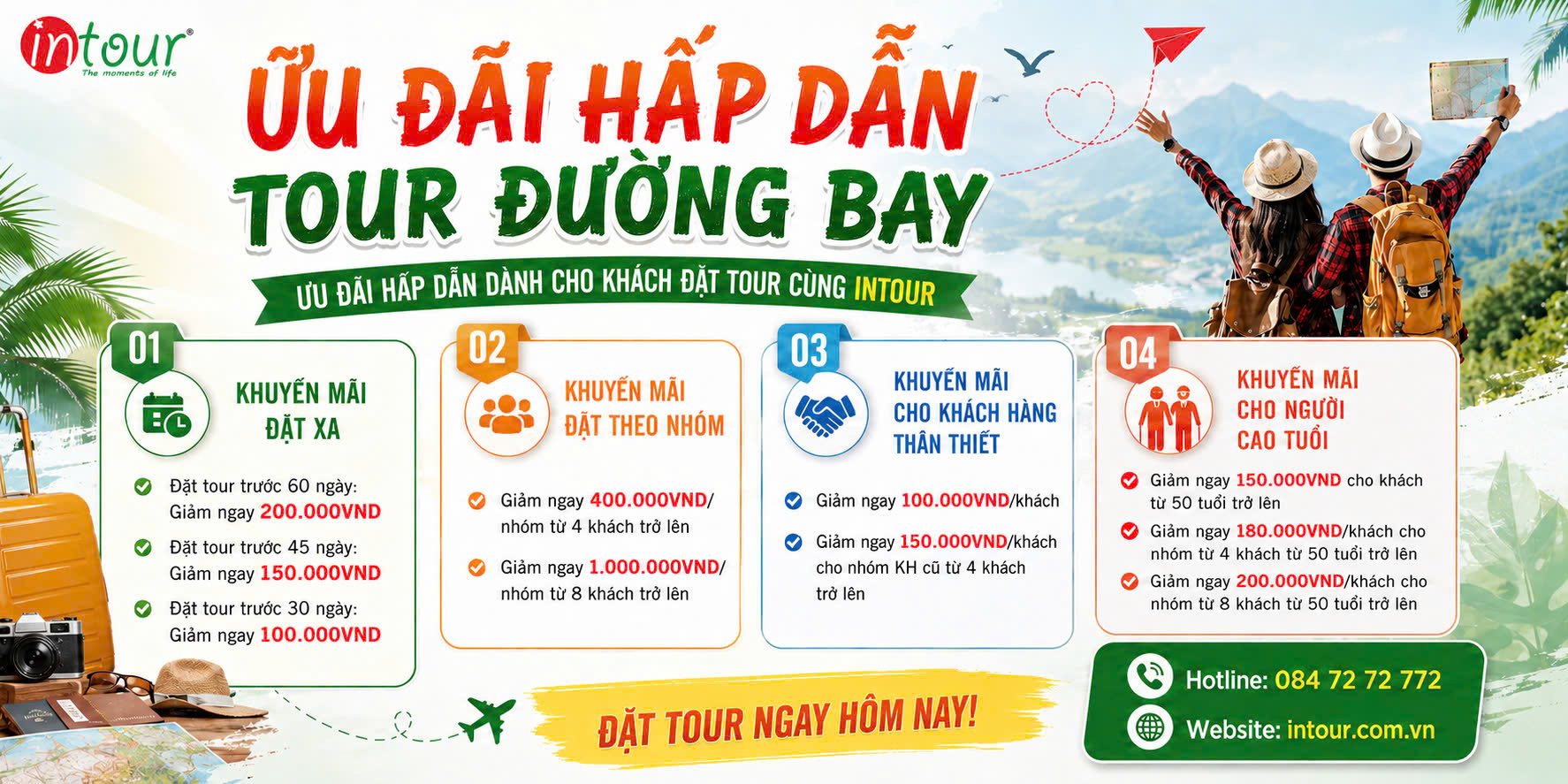 Ữu đ&atilde;i tour sớm đường bay