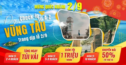 Tour Lễ Quốc Khánh 2/9/2026: Du Lịch Vũng Tàu 2 Ngày 1 Đêm