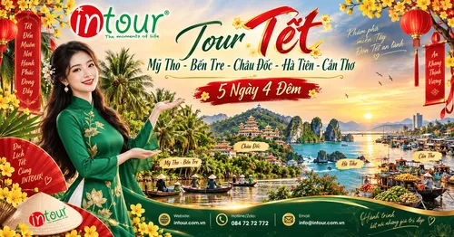 Du Lịch Tết 2027: Tour Mỹ Tho - Bến Tre - Châu Đốc - Hà Tiên - Cần Thơ 5 Ngày 4 Đêm