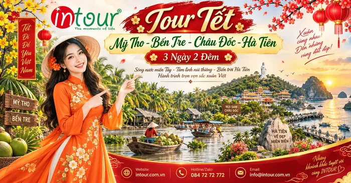Du lịch Tết 2027: Tour Mỹ Tho Bến Tre Châu Đốc Hà Tiên 3 Ngày 2 Đêm