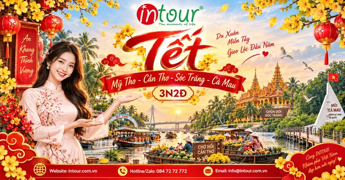 Du lịch Tết 2027: Tour Mỹ Tho Cần Thơ Sóc Trăng Cà Mau 3 Ngày 2 Đêm