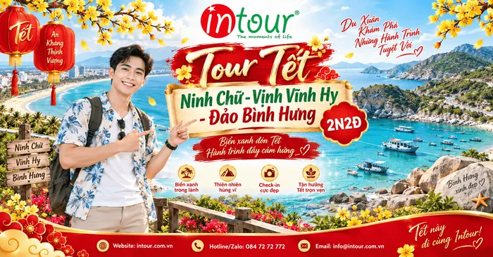 Du Lịch Tết 2027: Tour Ninh Chữ - Vịnh Vĩnh Hy - Đảo Bình Hưng 2 Ngày 2 Đêm